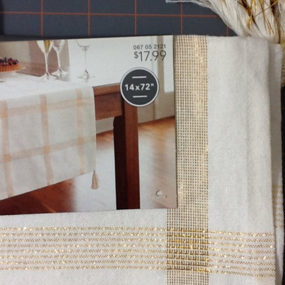 Threshold Other - 2 Table Runners, Cream with gold threads- 14x72